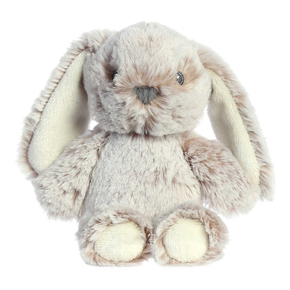 Aurora World Ebba Cuddlers Rattle Bree Bunny 6.5-Inch plush featuring soft speckled fur, long ears, and a built-in rattle.