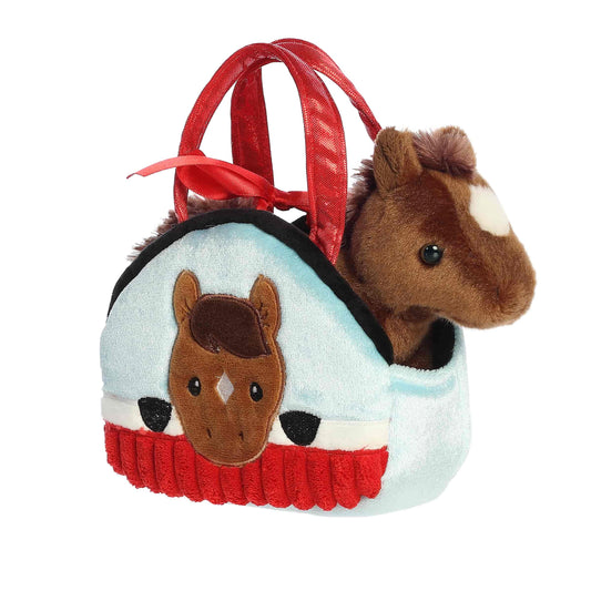 Aurora World Fancy Pals Peek-A-Boo Pony In Barn 8-Inch plush set featuring brown pony and soft barn carrier.