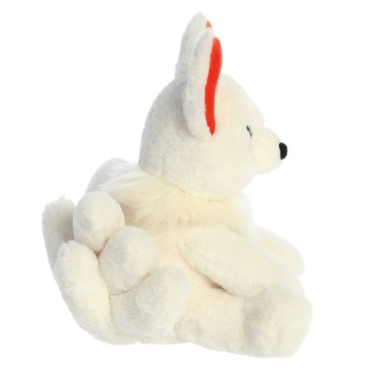Aurora World Fantasy Kitsune 10.5-Inch plush featuring a white body, nine tails, and vibrant red accents.
