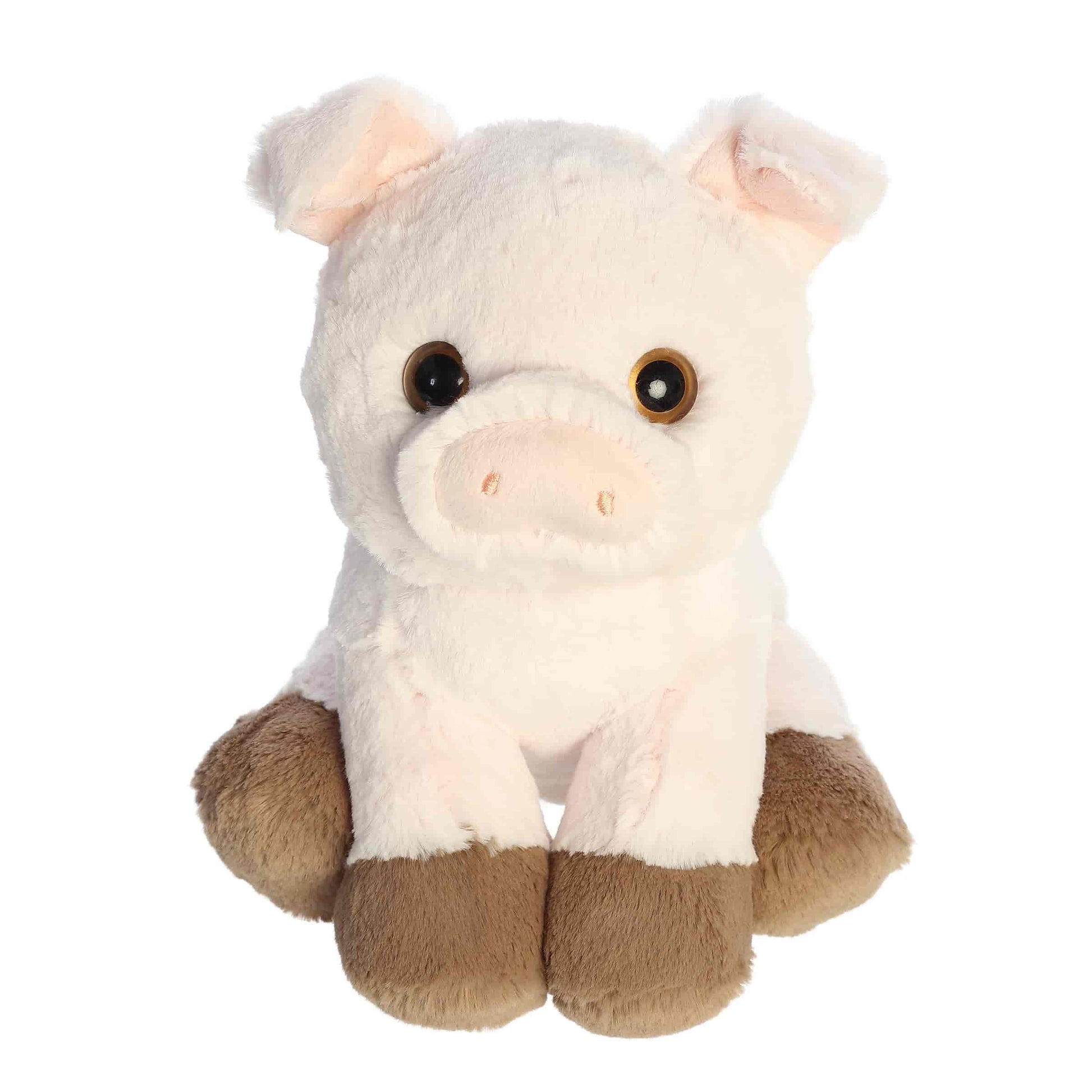 Aurora World Little Dreamers Cosmo Pig 8-Inch plush featuring soft pink fur, brown hooves, and upward gaze.
