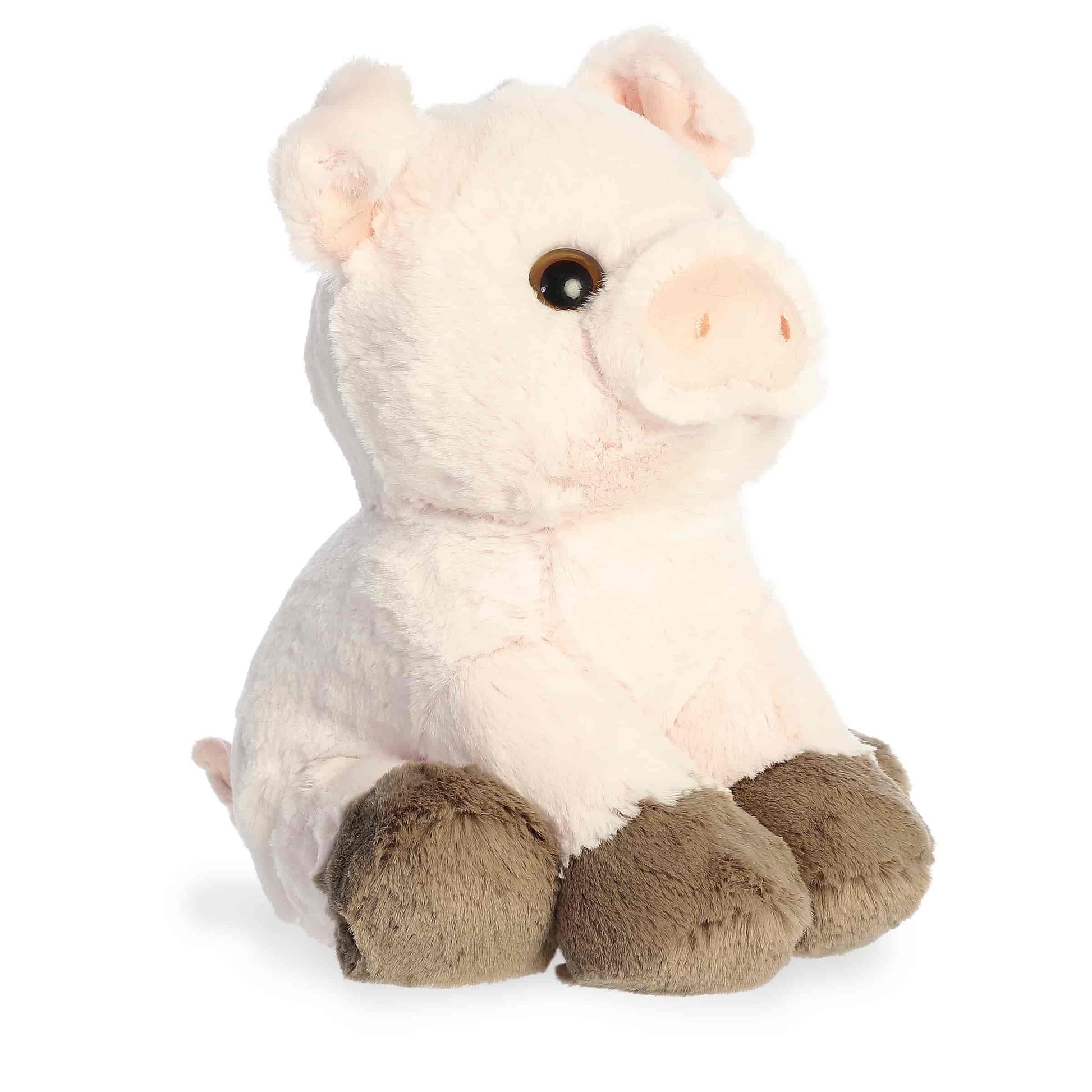Aurora World Little Dreamers Cosmo Pig 8-Inch plush featuring soft pink fur, brown hooves, and upward gaze.