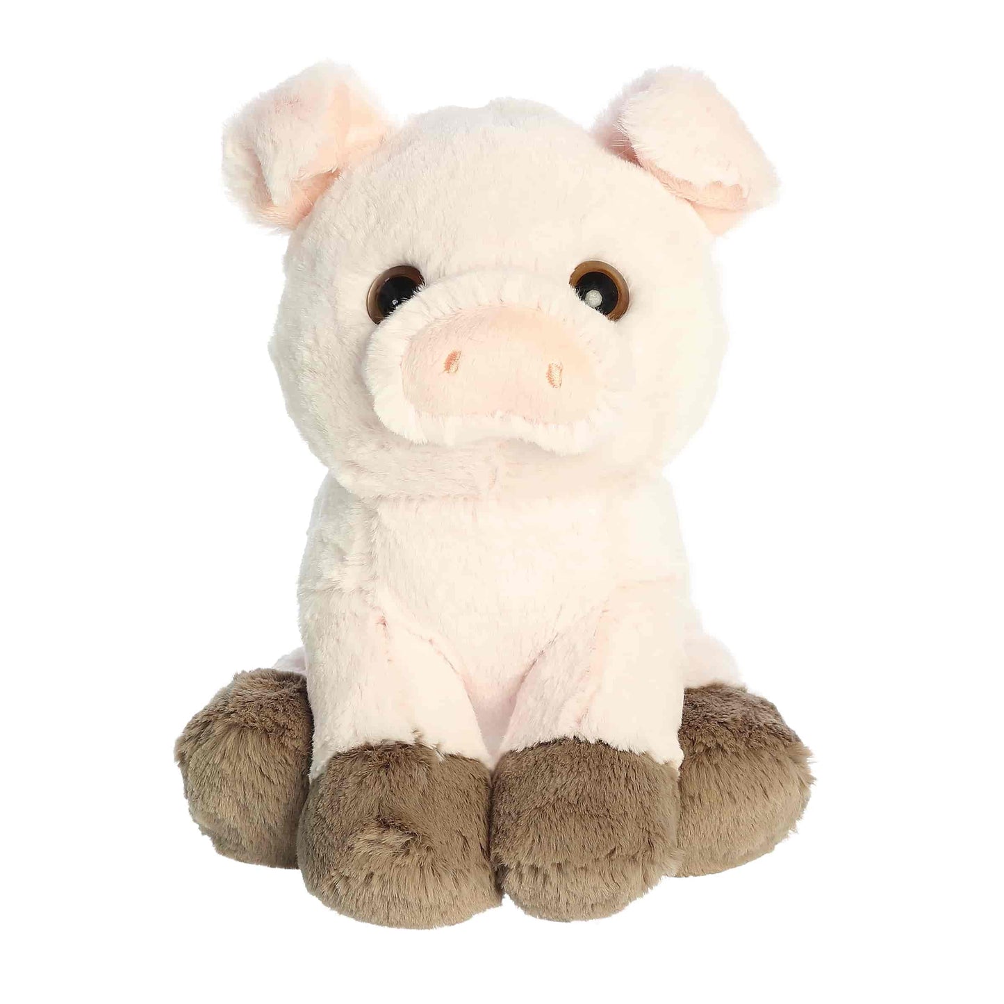 Aurora World Little Dreamers Cosmo Pig 8-Inch plush featuring soft pink fur, brown hooves, and upward gaze.