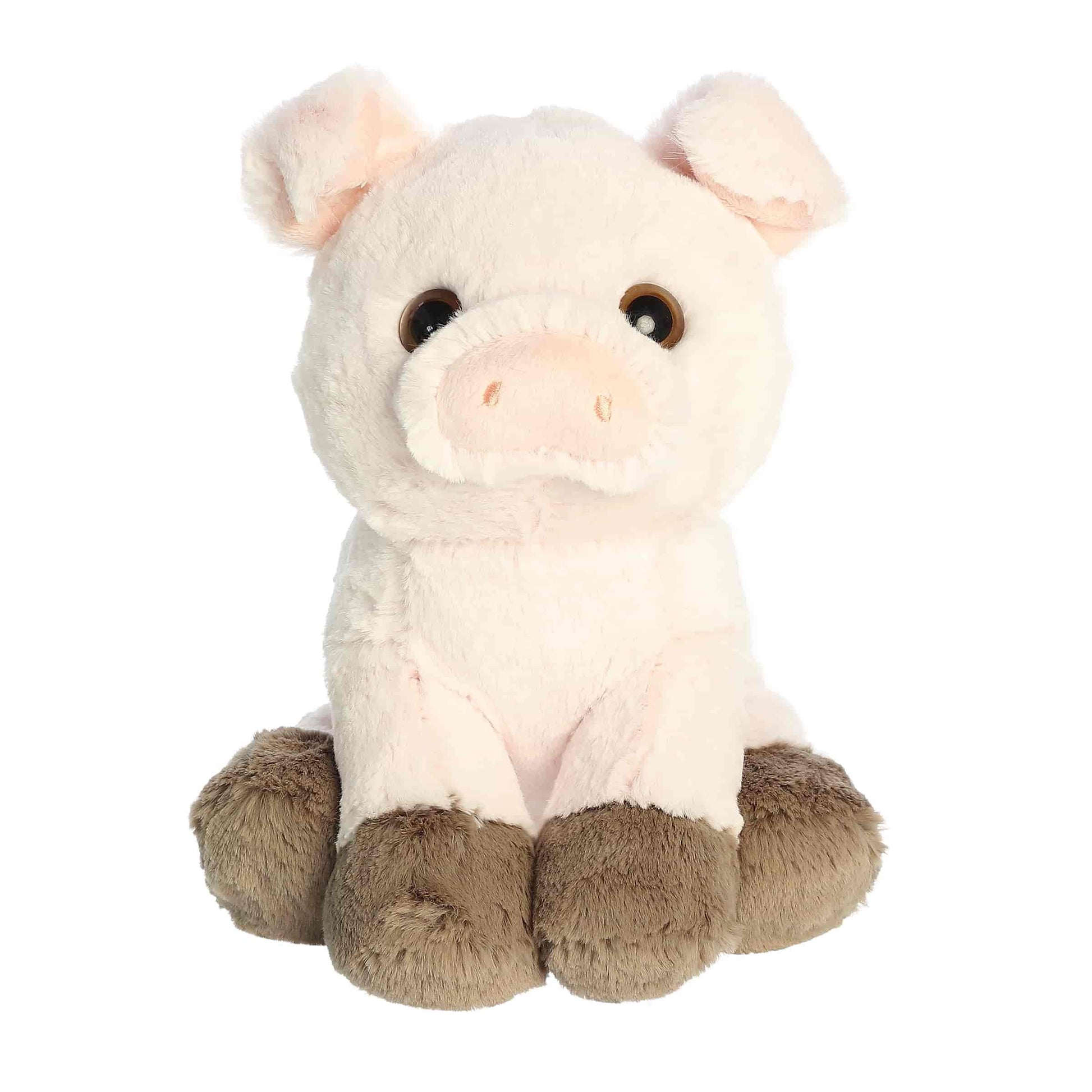 Aurora World Little Dreamers Cosmo Pig 8-Inch plush featuring soft pink fur, brown hooves, and upward gaze.