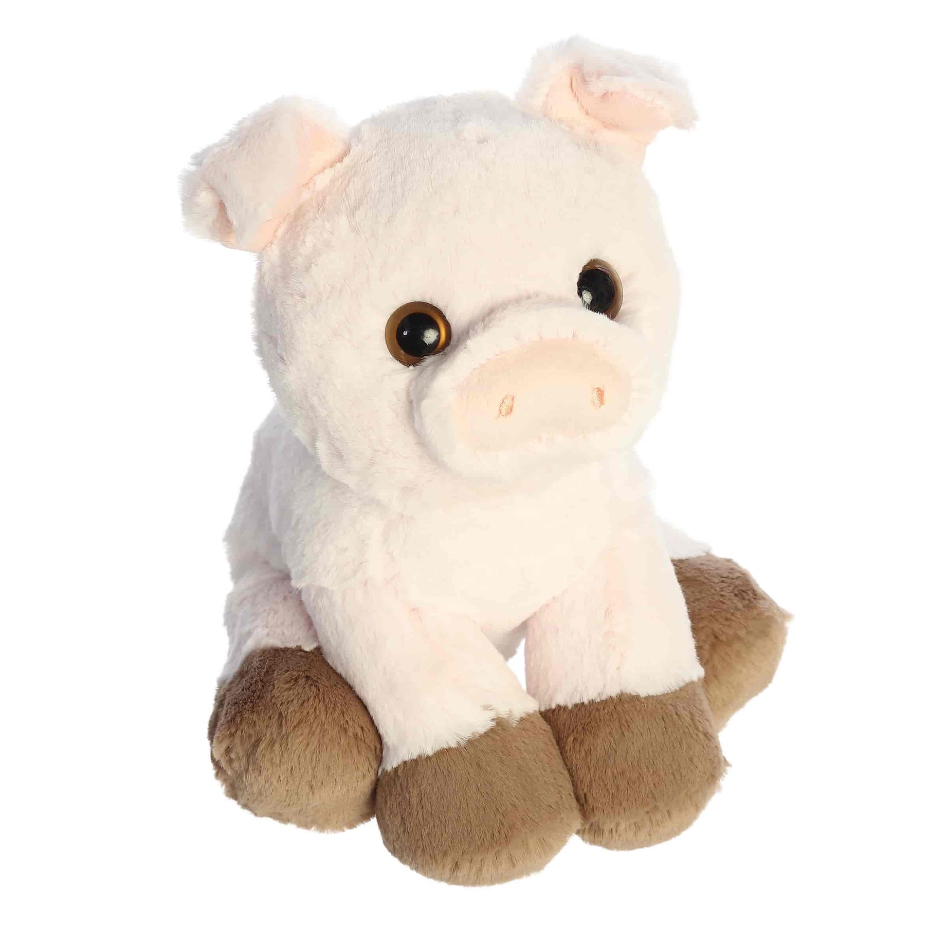 Aurora World Little Dreamers Cosmo Pig 8-Inch plush featuring soft pink fur, brown hooves, and upward gaze.