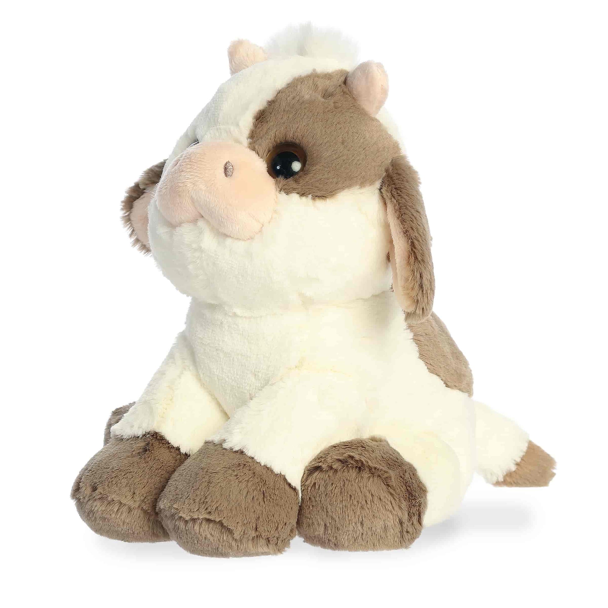 Aurora World Little Dreamers Moony Cow 8-Inch Plush featuring cream and brown fur and upward gaze.