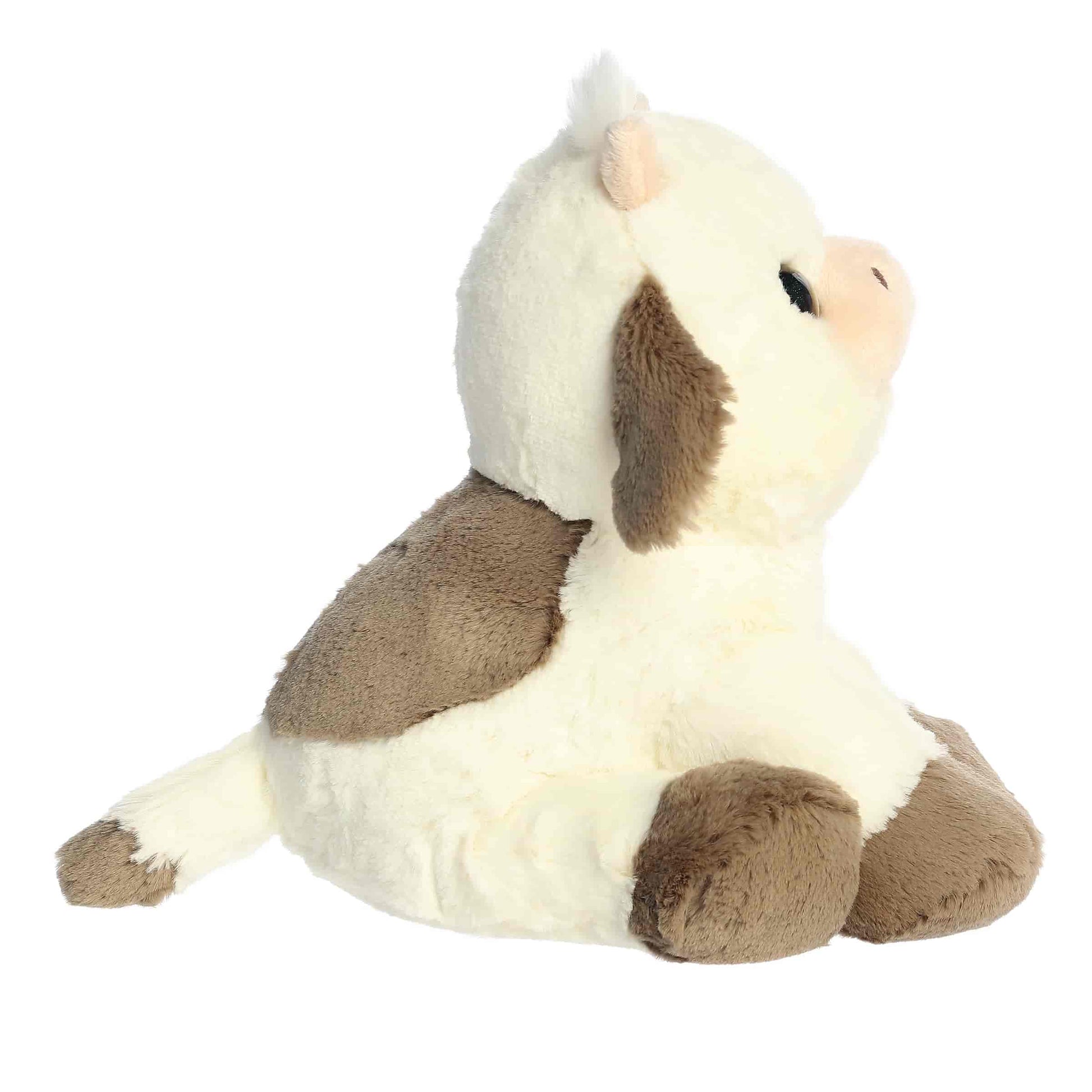 Aurora World Little Dreamers Moony Cow 8-Inch Plush featuring cream and brown fur and upward gaze.