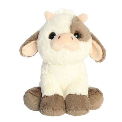 Aurora World Little Dreamers Moony Cow 8-Inch Plush featuring cream and brown fur and upward gaze.
