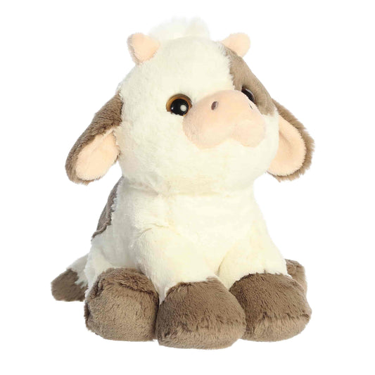 Aurora World Little Dreamers Moony Cow 8-Inch Plush featuring cream and brown fur and upward gaze.