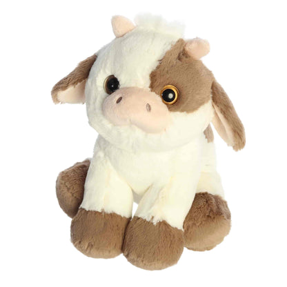 Aurora World Little Dreamers Moony Cow 8-Inch Plush featuring cream and brown fur and upward gaze.