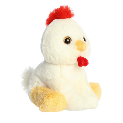 Aurora World Little Dreamers Nova Chicken 8-Inch plush featuring white fur, yellow wings, and upward gaze.