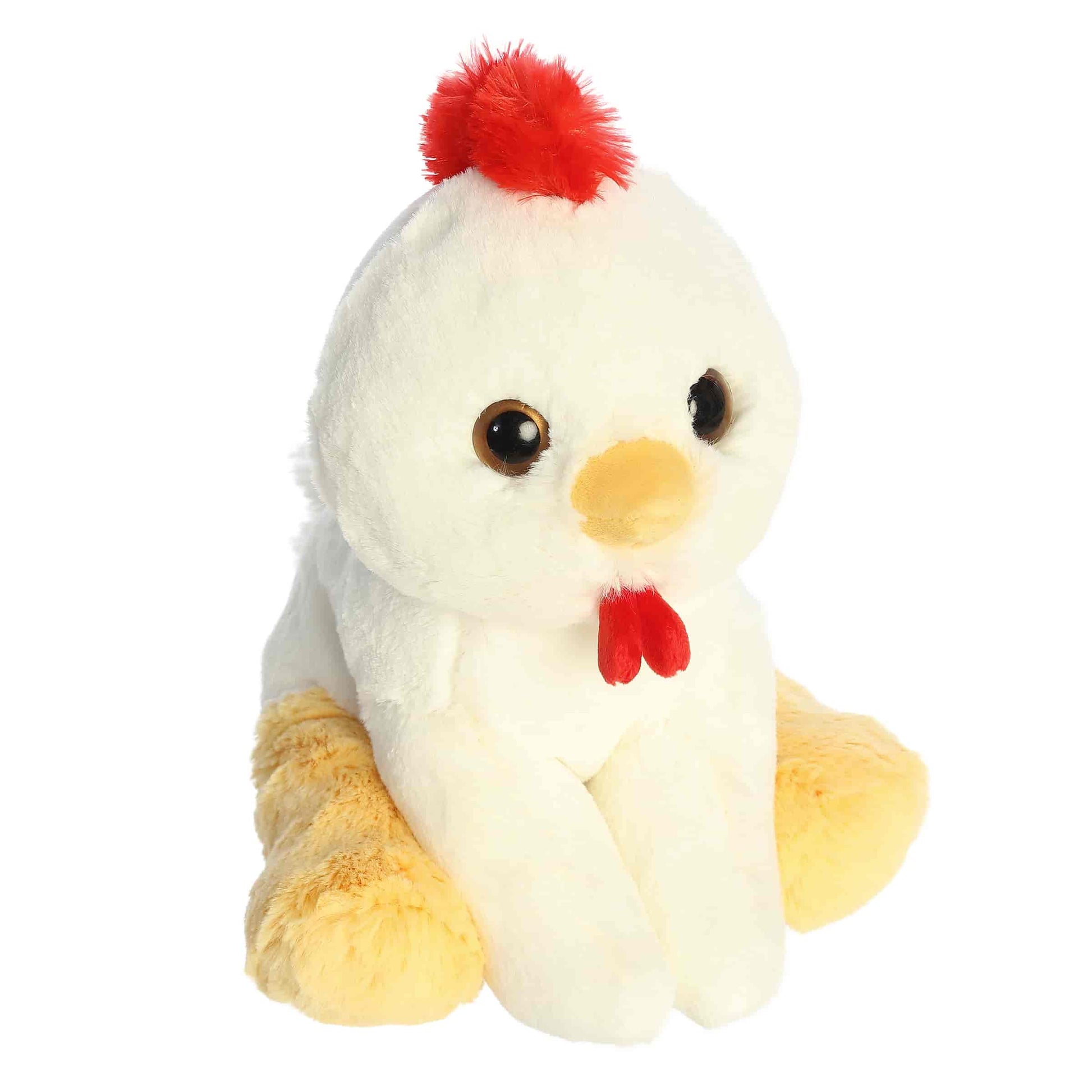 Aurora World Little Dreamers Nova Chicken 8-Inch plush featuring white fur, yellow wings, and upward gaze.