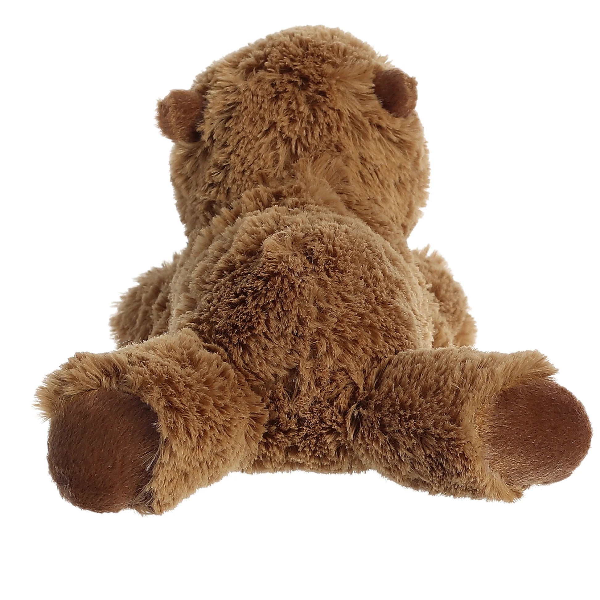 Aurora World Mini Flopsie Charlie Capybara 8-Inch plush featuring soft brown fur, a sweet face, and a relaxed belly-down resting pose.