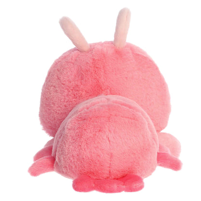 Aurora World Too Cute Shimmi Shrimp 9-Inch plush featuring a rosy pink body, light pink detailing, and a belly-down hugging pose.