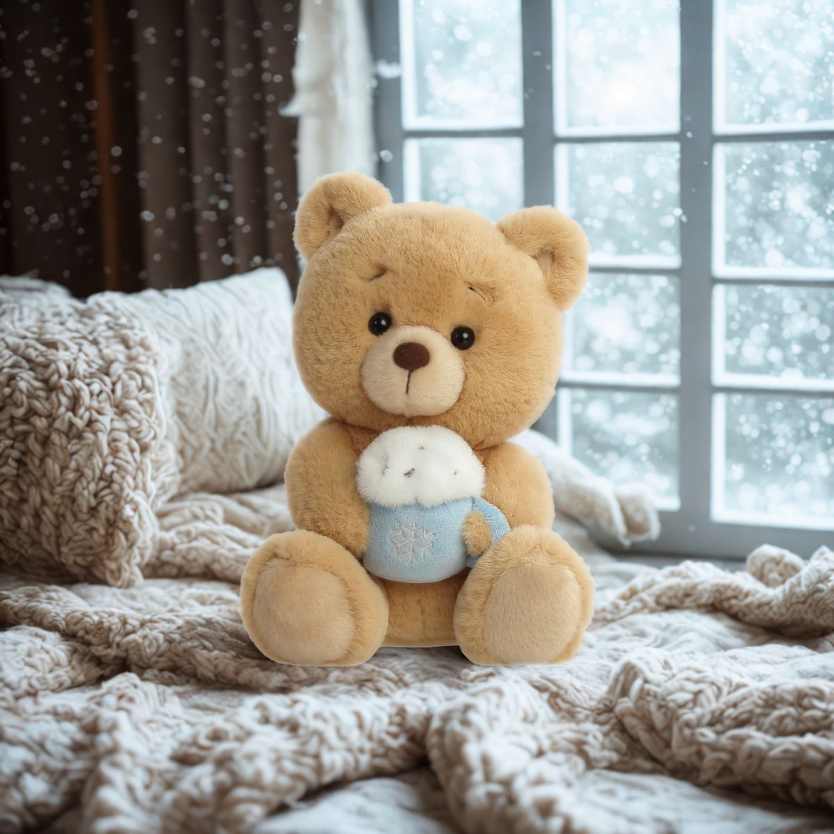 aurora world holiday bear holding latte