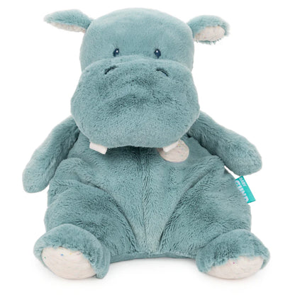 Baby GUND Oh So Snuggly Hippo 12.5-inch plush, a blue-green aquamarine hippo with quilted jersey accents.