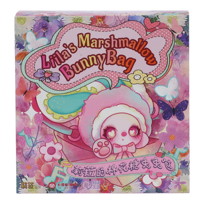 Colorful packaging of 'Littla's Marshmallow Bunny Bag' with cartoon character and floral designs.