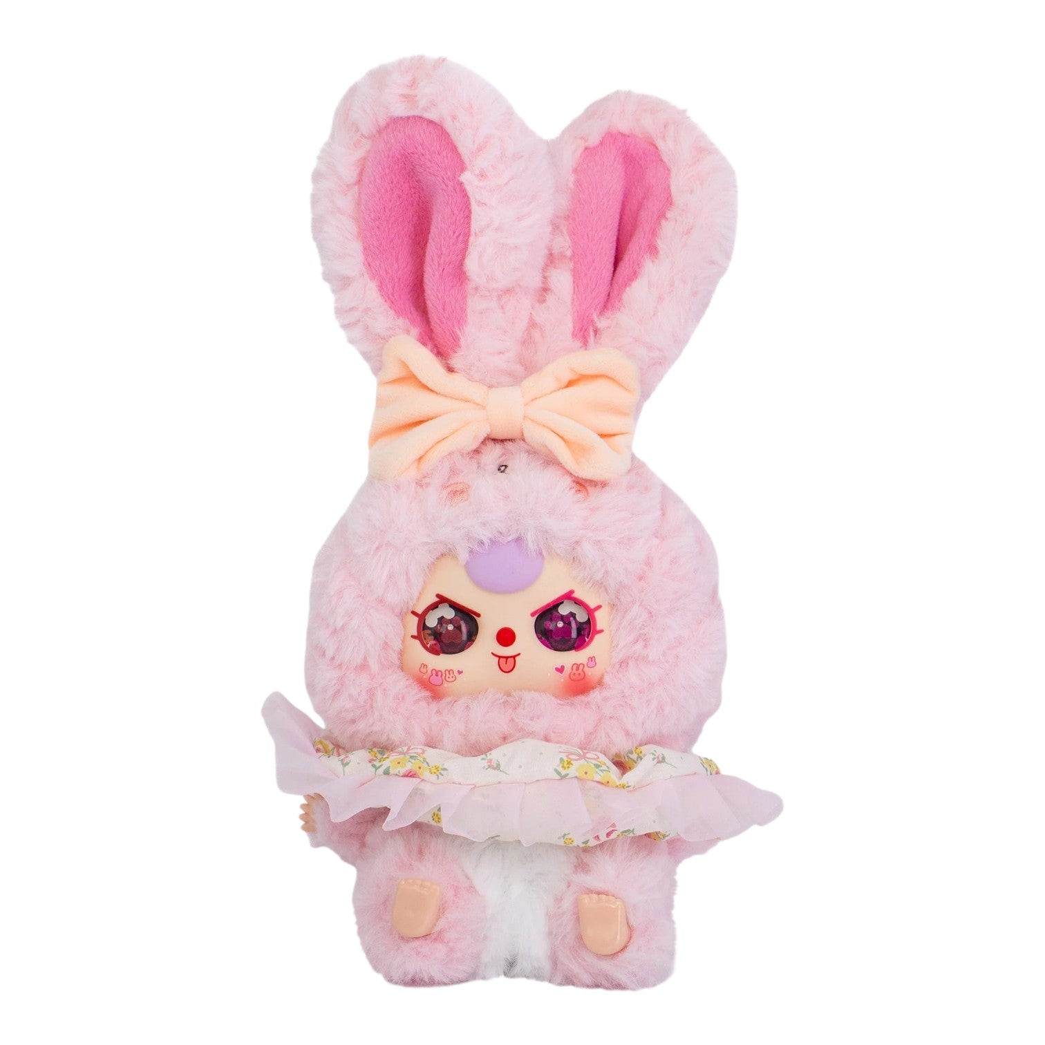 Baby Three Lili Rabbit Town Plush – 35cm Collectible Rabbit Toy Pink plush toy with bunny ears and a bow on a white background