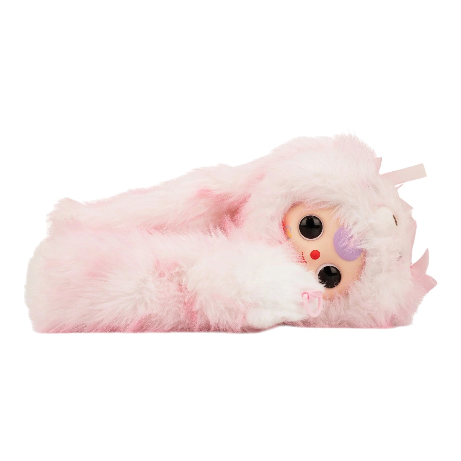 Baby Three 38cm Hugging Baby Backpack Plush Pink plush toy with a face on a white background