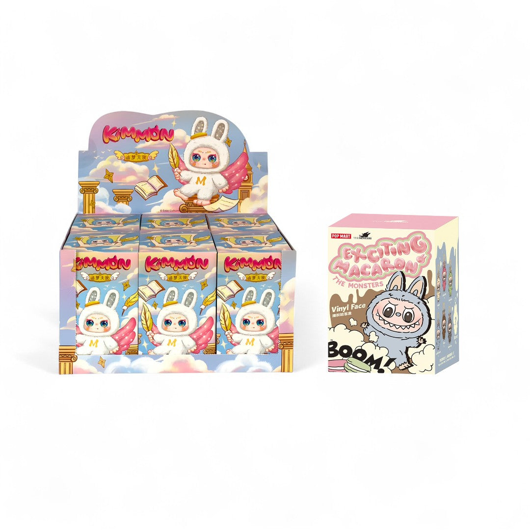 Kimmin and Labubu Exciting Macaron toy packaging with colorful design on a white background
