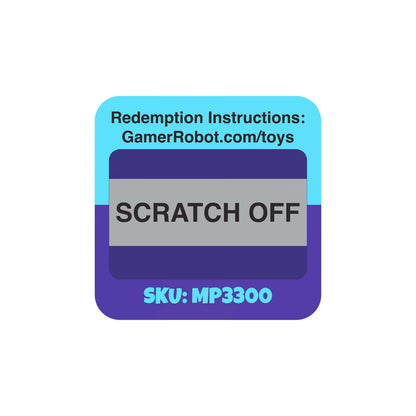 Scratch-off card with redemption instructions and SKU on a white background