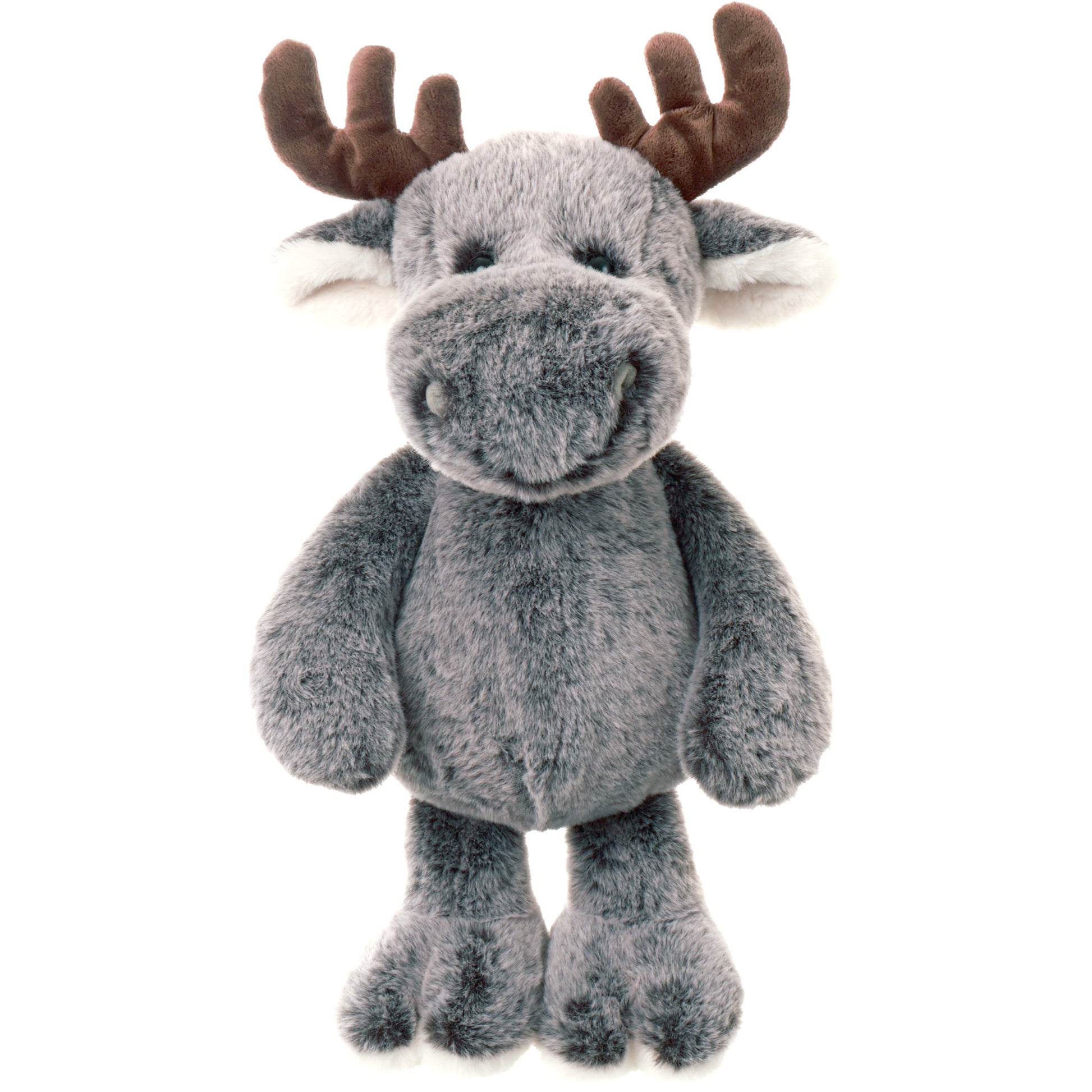 Bukowski Bears Atlas 14-inch grey moose plush featuring soft grey fur and large brown antlers.