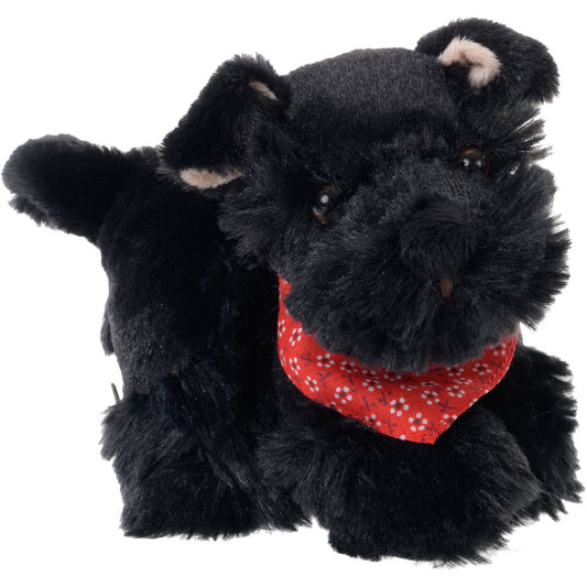 Bukowski Bears Baby Elvis 6-inch black schnauzer puppy plush wearing a red floral bandana.