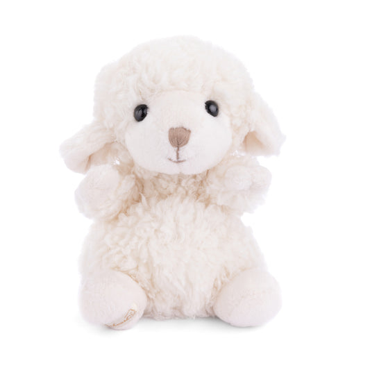 Bukowski Bears Baby Lefty cream-colored plush lamb featuring soft fluffy fleece and delicate floppy ears.