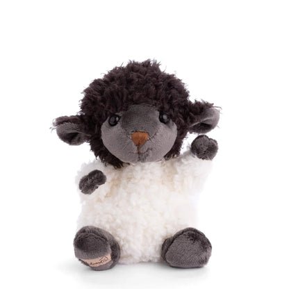 Bukowski Bears Black Sheep plush featuring a fluffy white body with contrasting soft black head, arms, and feet.