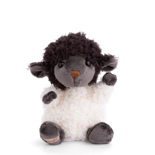 Bukowski Bears Black Sheep plush featuring a fluffy white body with contrasting soft black head, arms, and feet.