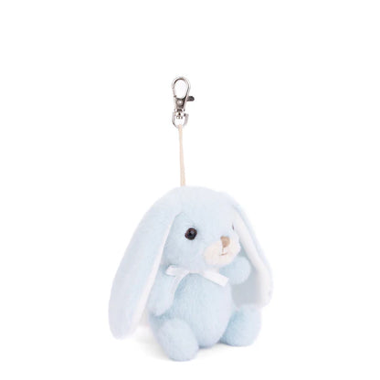 Bouncy Bunny Bag Charm in heaven blue by Bukowski Bears, featuring long floppy ears and a metal clip.