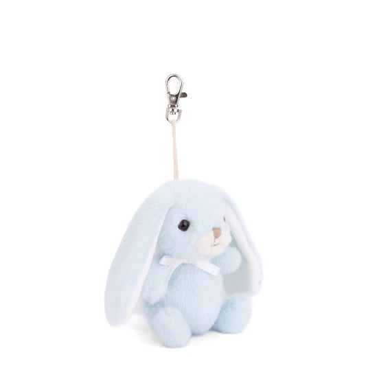 Bouncy Bunny Bag Charm in heaven blue by Bukowski Bears, featuring long floppy ears and a metal clip.