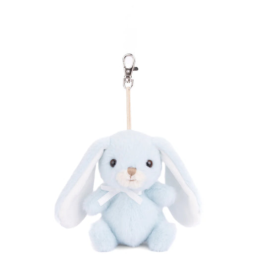 Bouncy Bunny Bag Charm in heaven blue by Bukowski Bears, featuring long floppy ears and a metal clip.