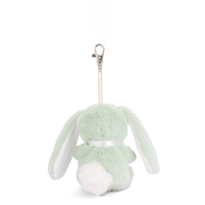 Bouncy Bunny Bag Charm in soft lime green by Bukowski Bears, featuring long floppy ears and a metal clip.