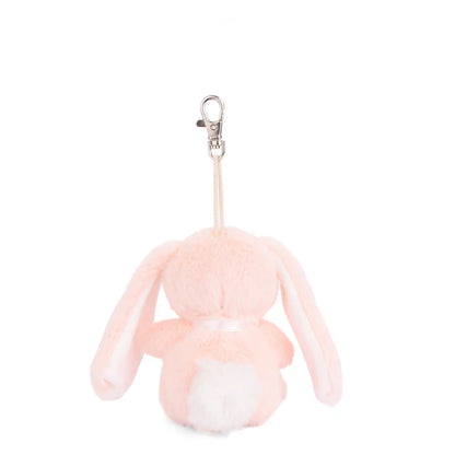 Bouncy Bunny Bag Charm in soft peach by Bukowski Bears, featuring long floppy ears and a metal clip.