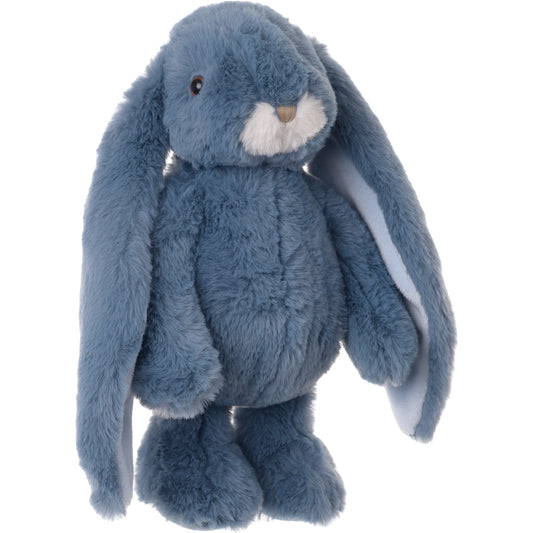 Bukowski Bears Friendly Kanini plush bunny in Fjord Blue featuring extra fuzzy fur, a white muzzle, and long floppy ears.