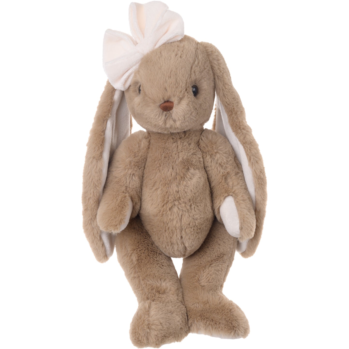 Bukowski Bears Gabrielle brown bunny plush featuring long cuddly ears and a large bow on her head.