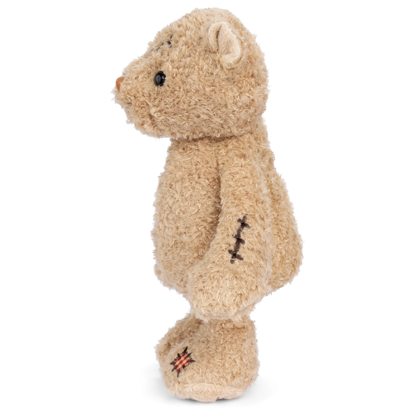 Bukowski Bears Nobody is Perfect plush bear featuring a stitched scar on the head, a red patch on the belly, and embroidered footpads.