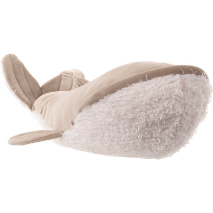 Bukowski Bears Olympus whale plush featuring soft tan skin on top and a fluffy white underbelly.