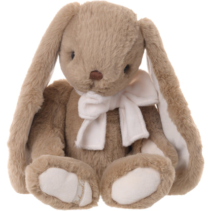 Bukowski Bears Patrick 15-inch brown plush bunny featuring long floppy ears and a big white bow around his neck.
