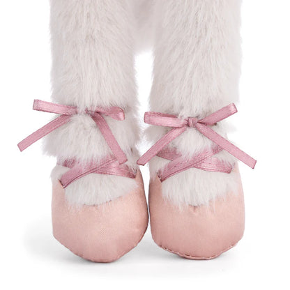 Sweet Albertina the white ballerina cat plush by Bukowski Bears, wearing a pink tutu, bow, and ballet slippers.