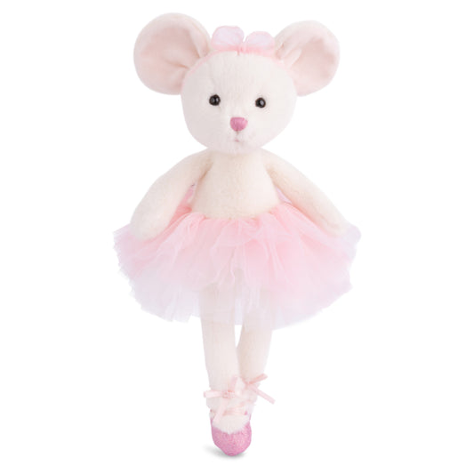 Antonia the white ballerina mouse plush by Bukowski Design, wearing a pink tutu and ballet slippers