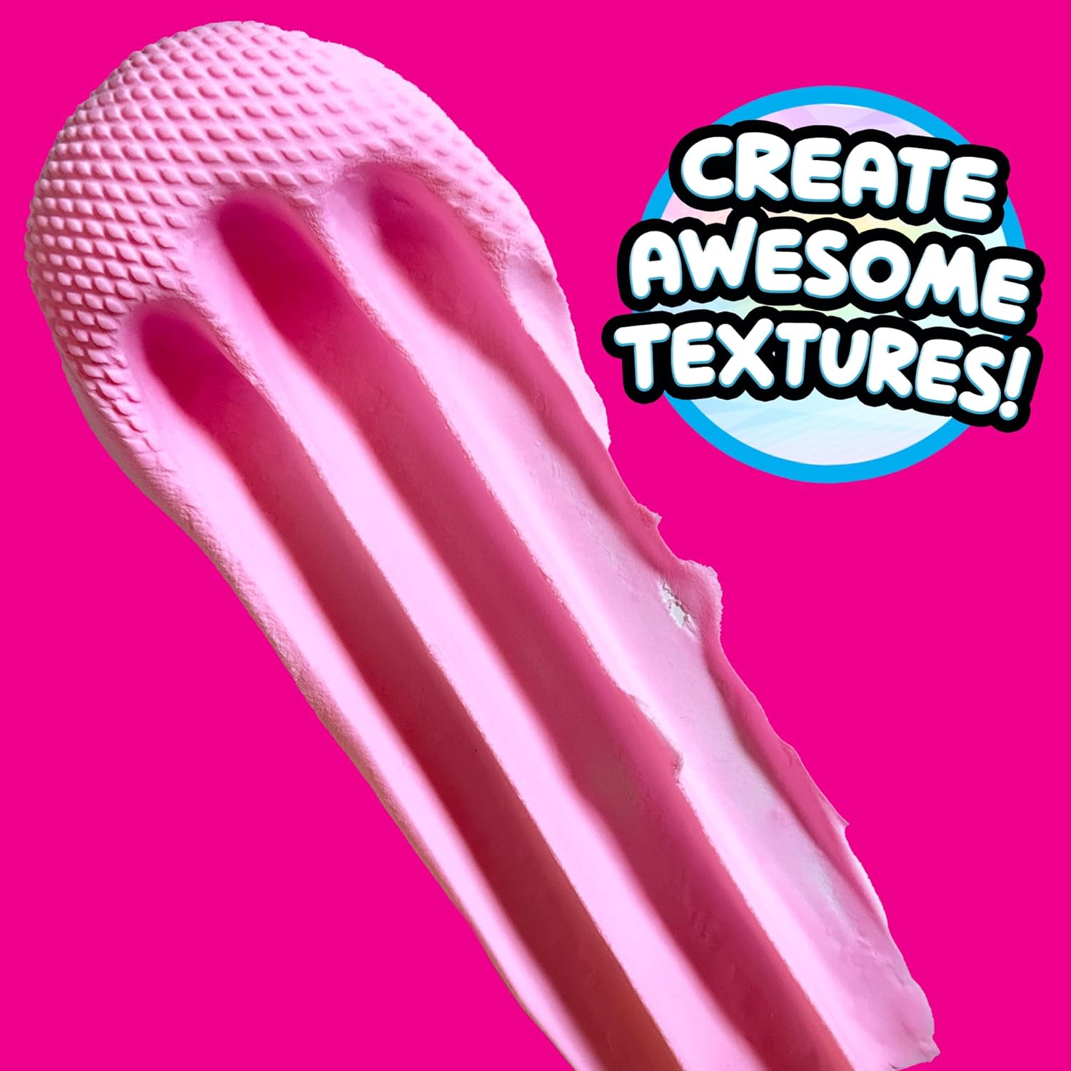 Close-up of pink textured material with 'Create Awesome Textures!' text on a pink background