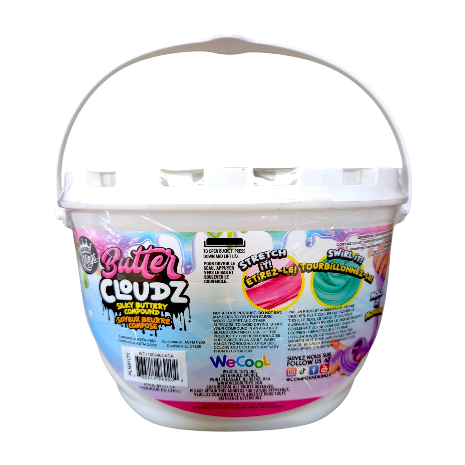 A bucket of Compound Kings Butter Cloudz fluffy white butter slime featuring a sweet marshmallow scent.