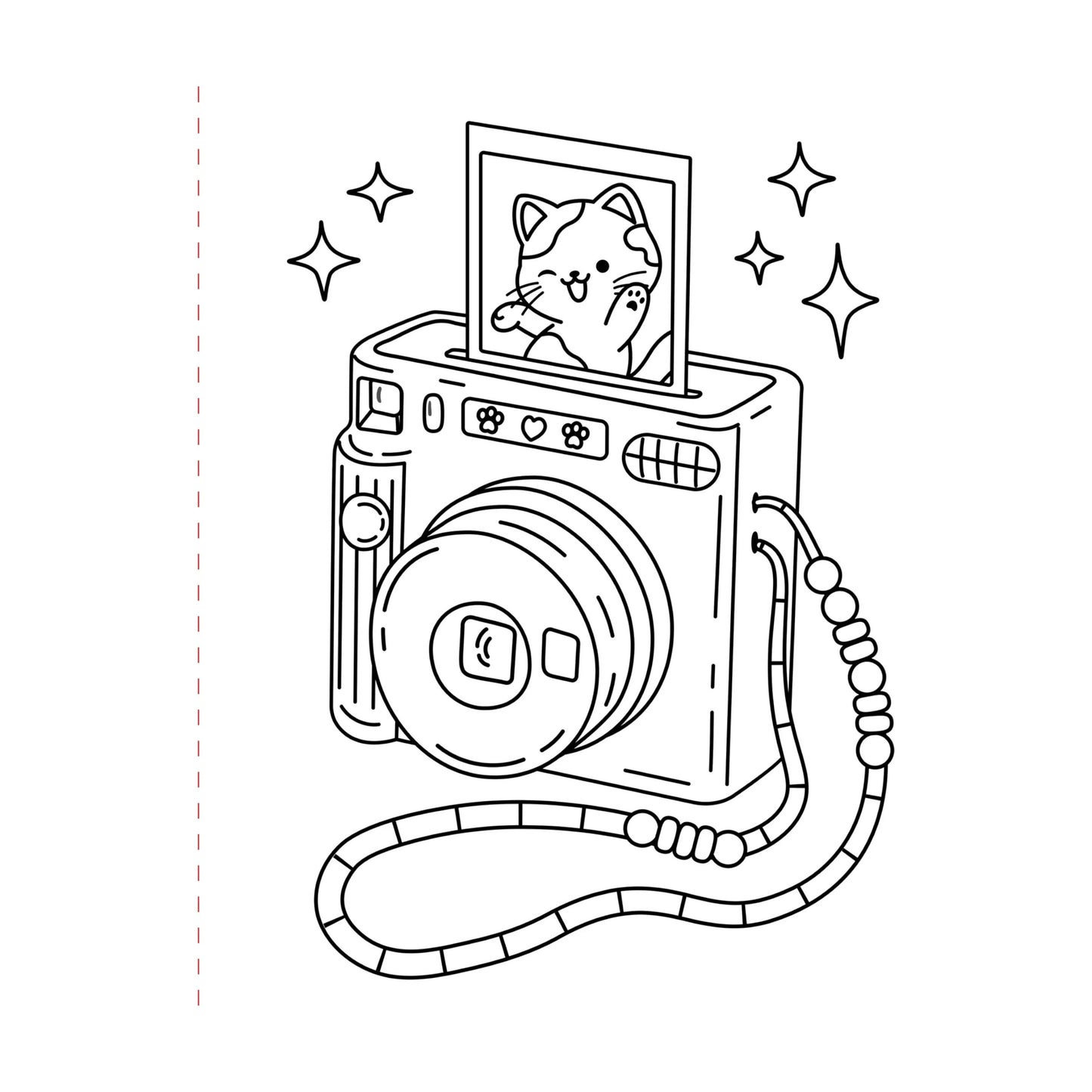 Illustration of a camera with a cat photo on a white background