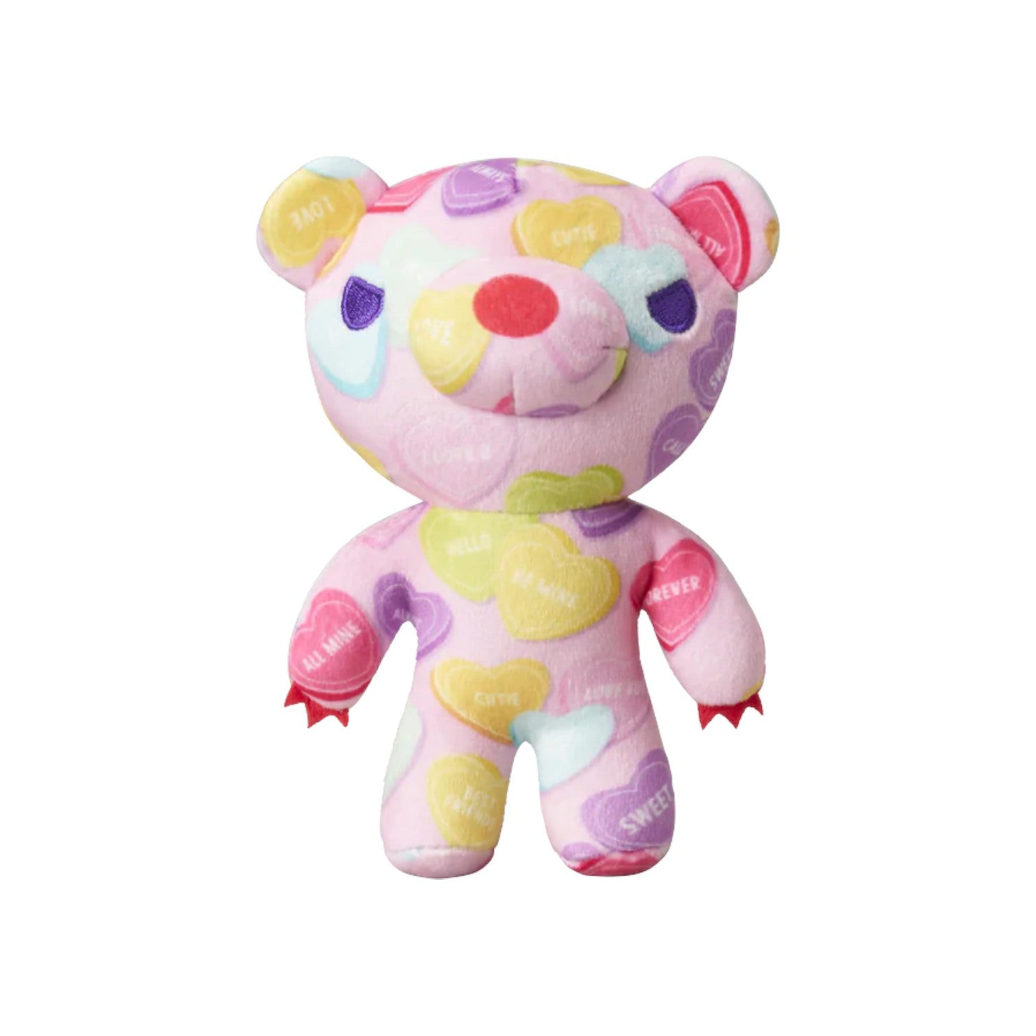 Fronto view of Deddy Bears Series 2 Valentine's Day Edition Bemine Bear 6-inch plush candy heart theme
