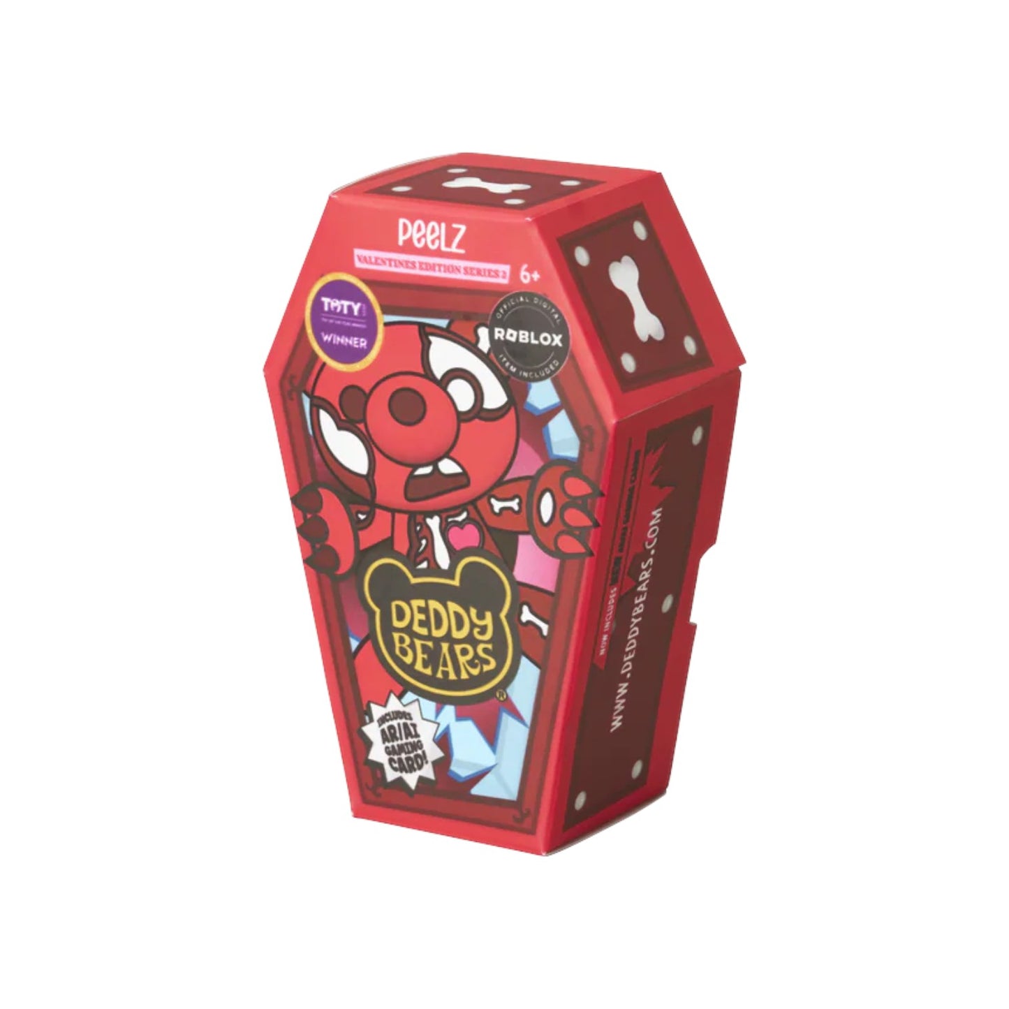 Deddy Bears Series 2 Valentine's Day Edition Peelz 6-inch plush coffin box packaging with Roblox symbol
