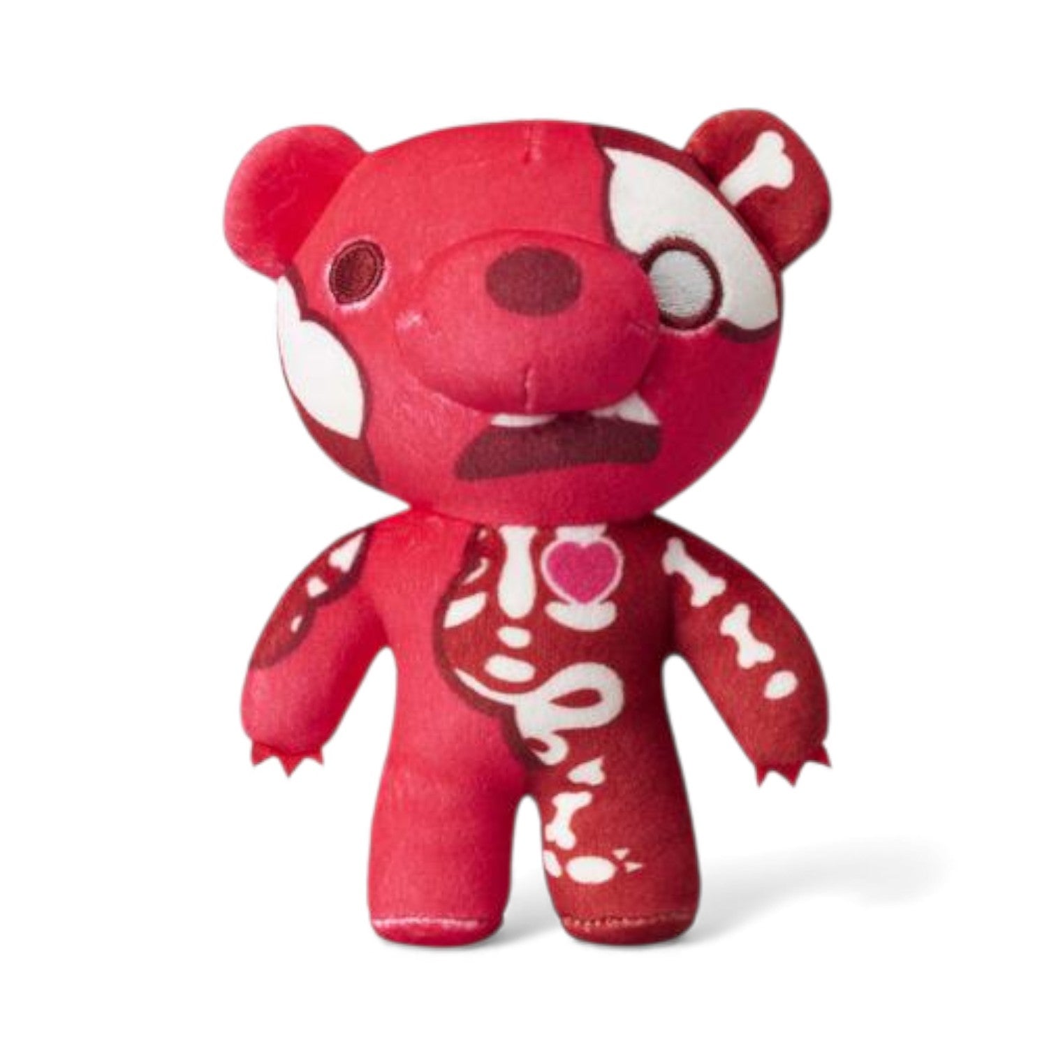 Product view of Peelz from Deddy Bears Valentine's Series 2, a red 5-inch plush
bear with peeling skin revealing a skeleton.
