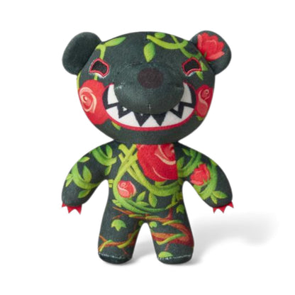 Product view of Thornz from Deddy Bears Valentine's Series 2, a 5-inch black plush bear with a rose and vine pattern.