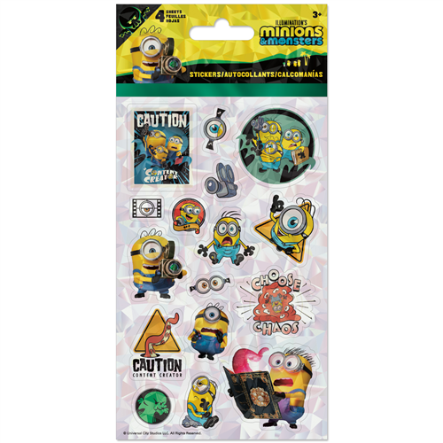 Minions stickers pack with various characters and text on a white background
