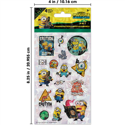 Pack of Minions stickers with a clear window on a white background